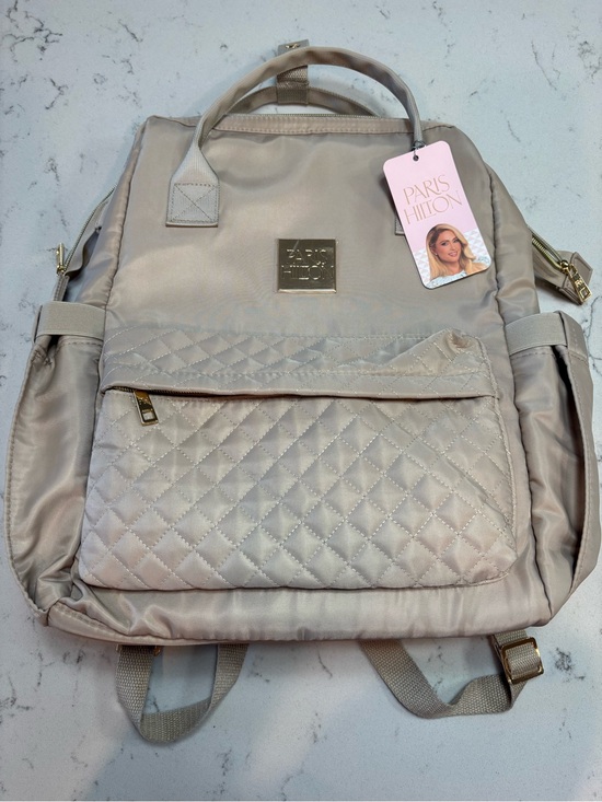 Paris Hilton Handbags - New Paris Hilton Quilted Cream Travel Laptop Backpack with Gold Accents